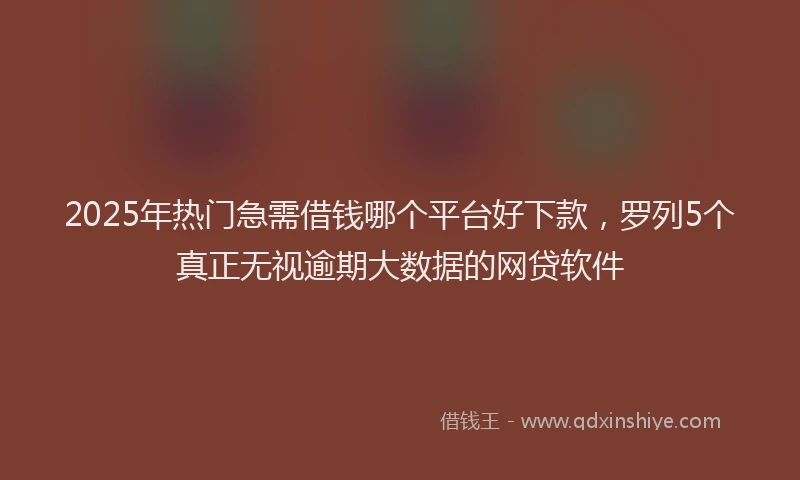 2025年热门急需借钱哪个平台好下款，罗列5个真正无视逾期大数据的网贷软件