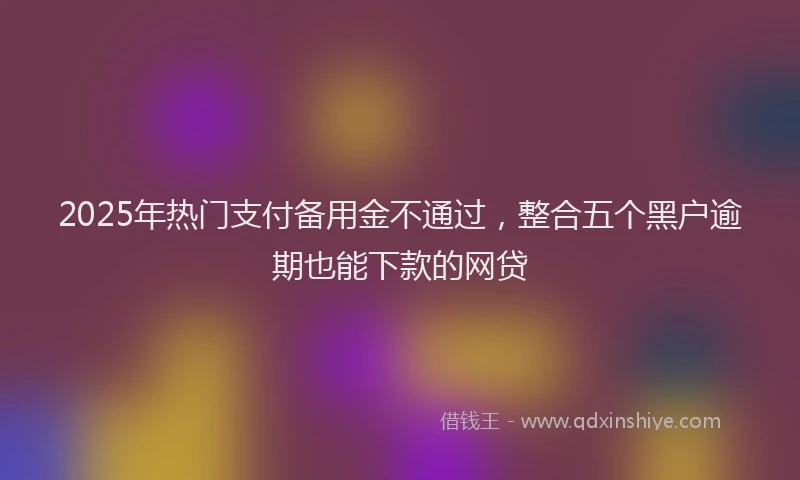 2025年热门支付备用金不通过，整合五个黑户逾期也能下款的网贷