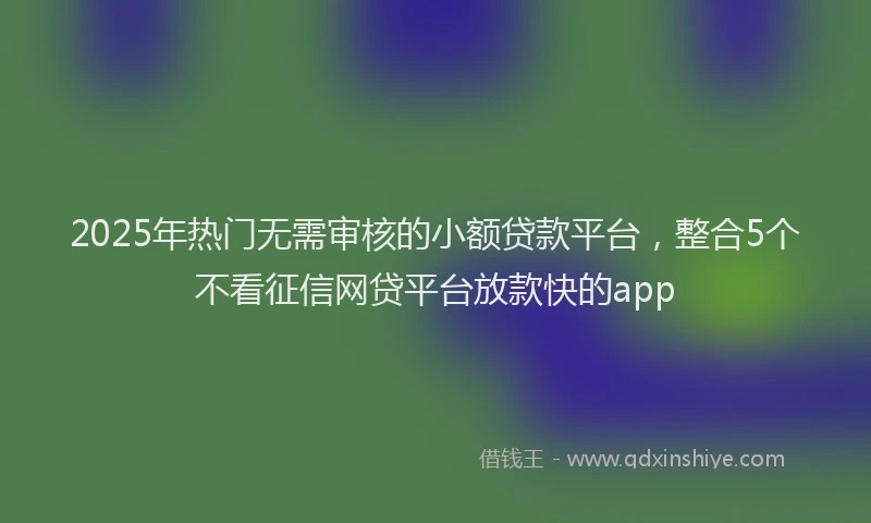 2025年热门无需审核的小额贷款平台，整合5个不看征信网贷平台放款快的app