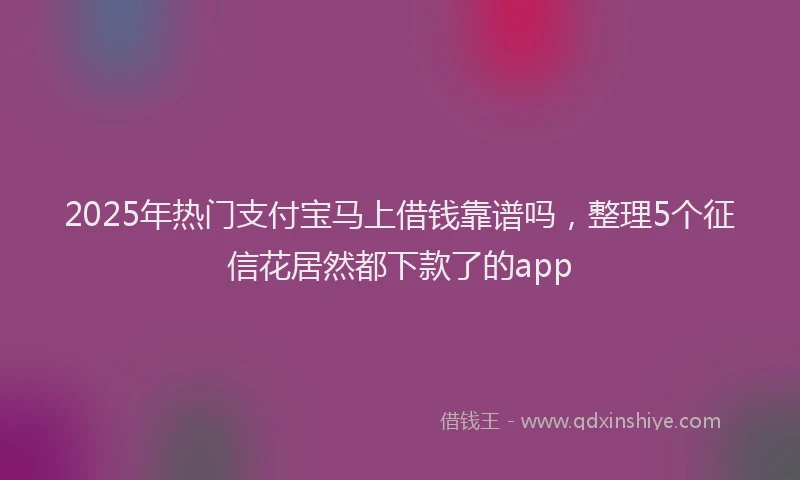 2025年热门支付宝马上借钱靠谱吗，整理5个征信花居然都下款了的app