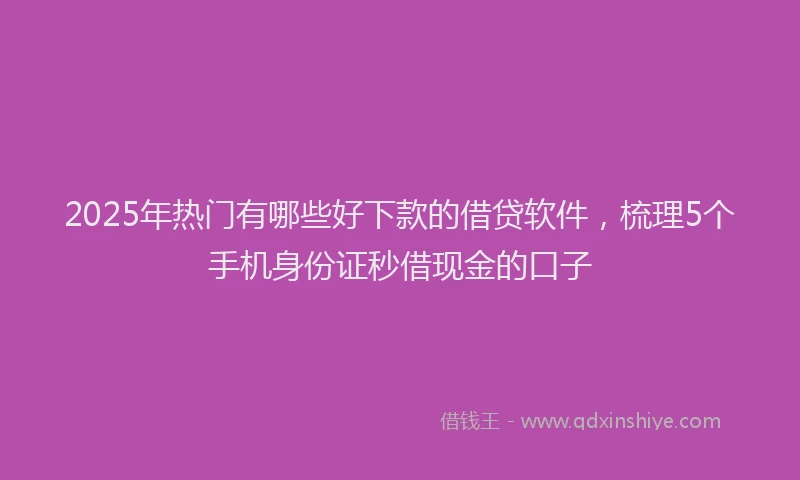 2025年热门有哪些好下款的借贷软件，梳理5个手机身份证秒借现金的口子