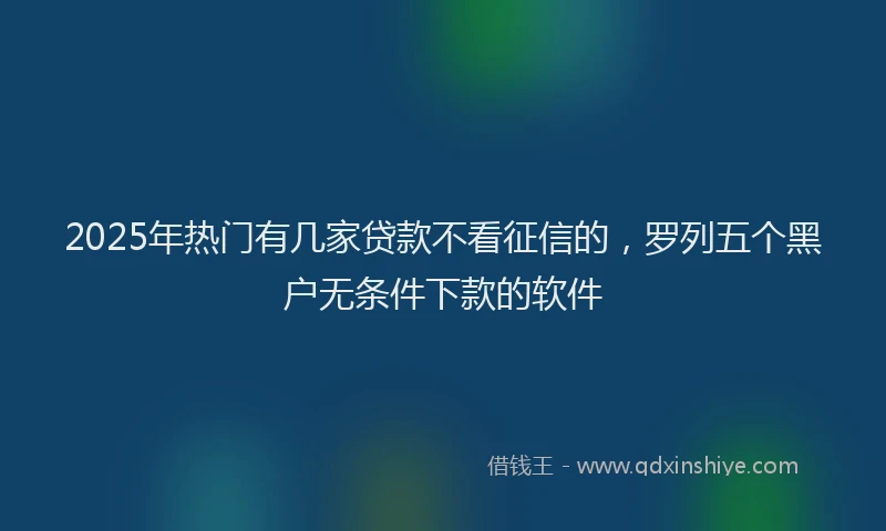 2025年热门有几家贷款不看征信的，罗列五个黑户无条件下款的软件