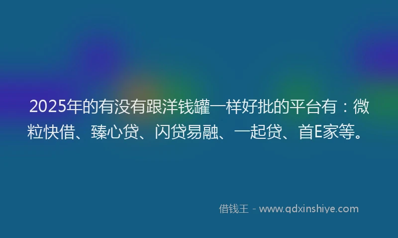 2025年的有没有跟洋钱罐一样好批的平台有：微粒快借、臻心贷、闪贷易融、一起贷、首E家等。