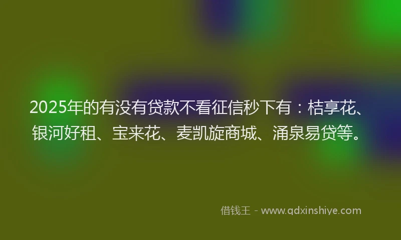 2025年的有没有贷款不看征信秒下有：桔享花、银河好租、宝来花、麦凯旋商城、涌泉易贷等。