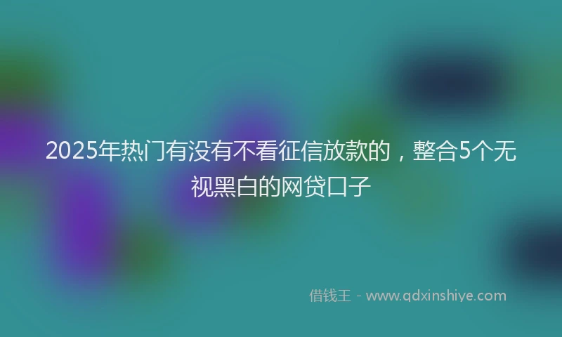 2025年热门有没有不看征信放款的，整合5个无视黑白的网贷口子
