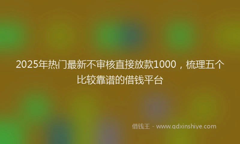 2025年热门最新不审核直接放款1000，梳理五个比较靠谱的借钱平台