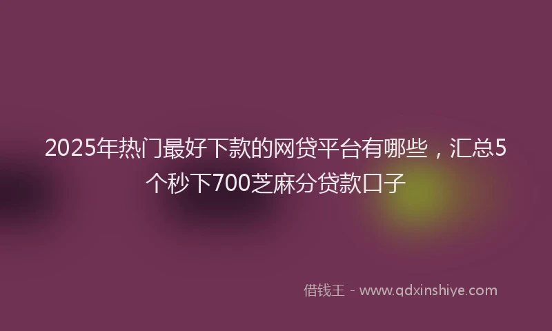 2025年热门最好下款的网贷平台有哪些，汇总5个秒下700芝麻分贷款口子