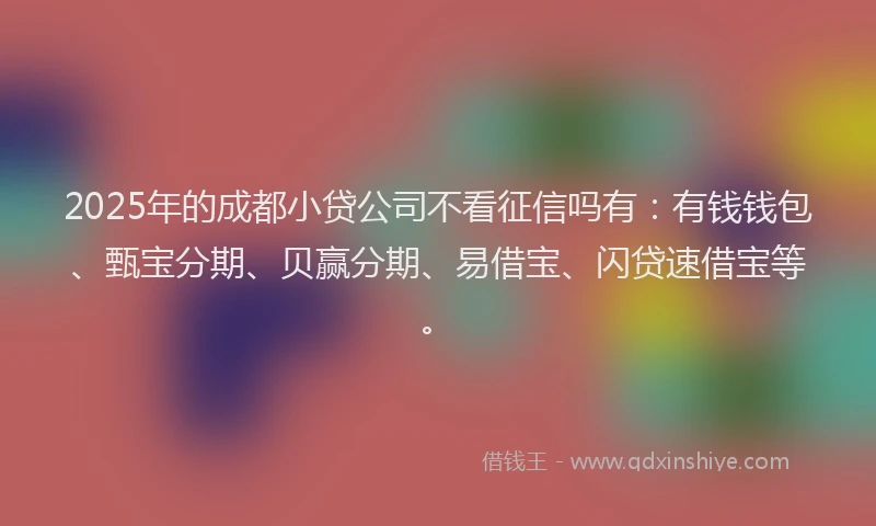 2025年的成都小贷公司不看征信吗有：有钱钱包、甄宝分期、贝赢分期、易借宝、闪贷速借宝等。