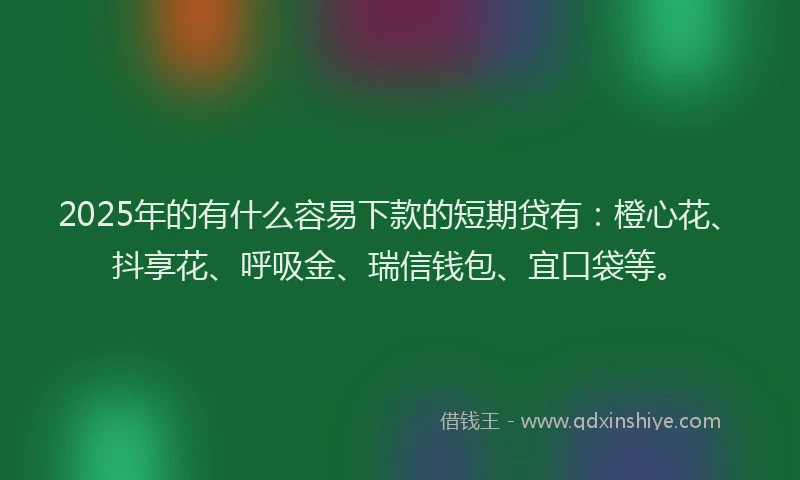 2025年的有什么容易下款的短期贷有：橙心花、抖享花、呼吸金、瑞信钱包、宜口袋等。