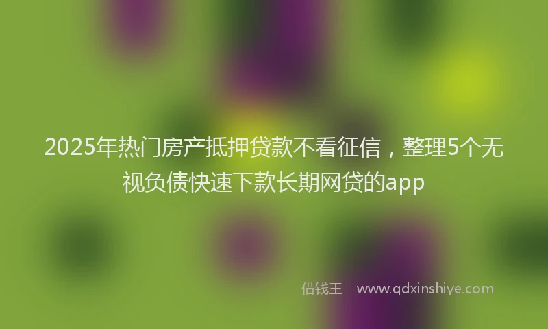 2025年热门房产抵押贷款不看征信，整理5个无视负债快速下款长期网贷的app