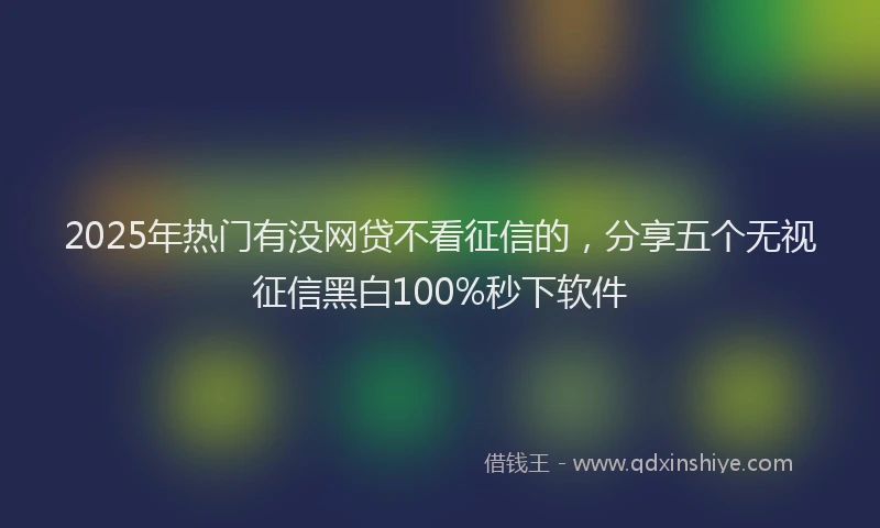 2025年热门有没网贷不看征信的，分享五个无视征信黑白100%秒下软件