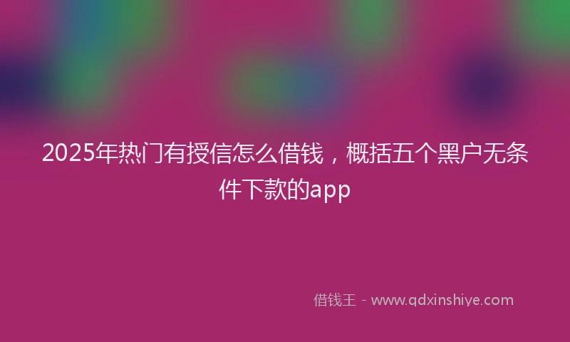 2025年热门有授信怎么借钱，概括五个黑户无条件下款的app