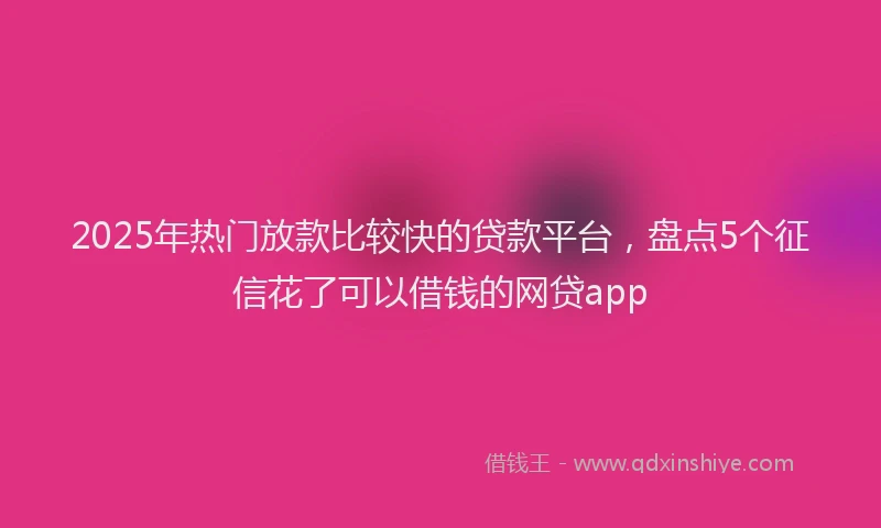 2025年热门放款比较快的贷款平台，盘点5个征信花了可以借钱的网贷app