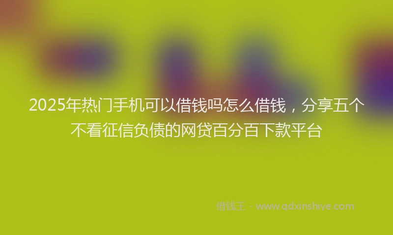 2025年热门手机可以借钱吗怎么借钱，分享五个不看征信负债的网贷百分百下款平台