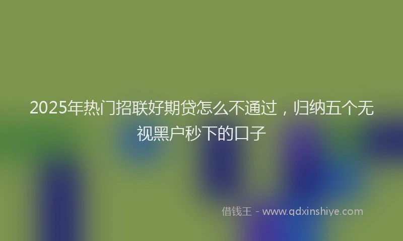 2025年热门招联好期贷怎么不通过，归纳五个无视黑户秒下的口子