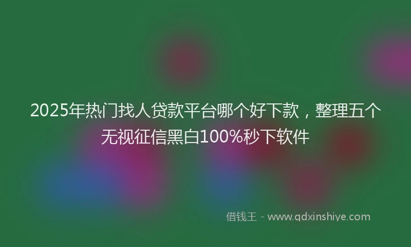 2025年热门找人贷款平台哪个好下款，整理五个无视征信黑白100%秒下软件