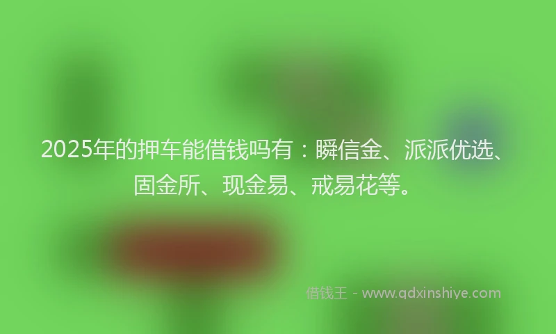 2025年的押车能借钱吗有：瞬信金、派派优选、固金所、现金易、戒易花等。