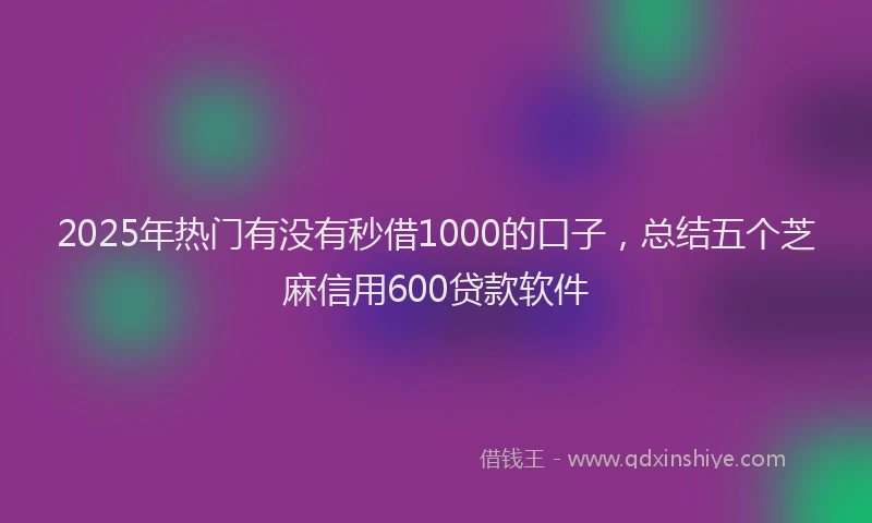 2025年热门有没有秒借1000的口子，总结五个芝麻信用600贷款软件