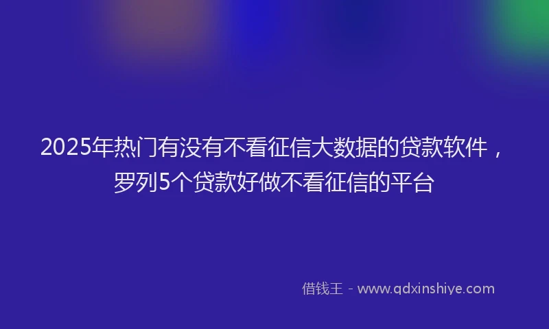 2025年热门有没有不看征信大数据的贷款软件，罗列5个贷款好做不看征信的平台