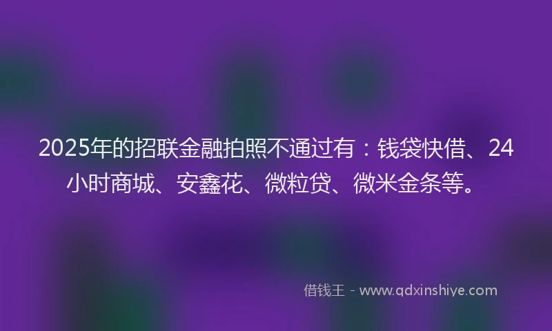 2025年的招联金融拍照不通过有：钱袋快借、24小时商城、安鑫花、微粒贷、微米金条等。