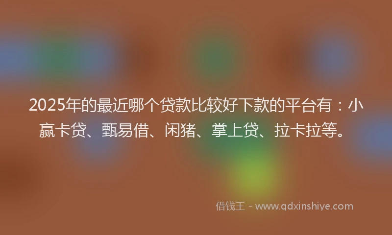 2025年的最近哪个贷款比较好下款的平台有：小赢卡贷、甄易借、闲猪、掌上贷、拉卡拉等。