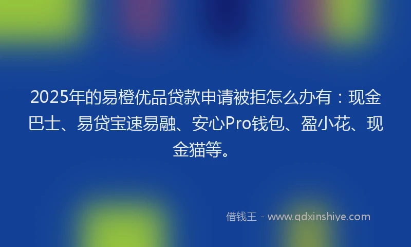 2025年的易橙优品贷款申请被拒怎么办有：现金巴士、易贷宝速易融、安心Pro钱包、盈小花、现金猫等。