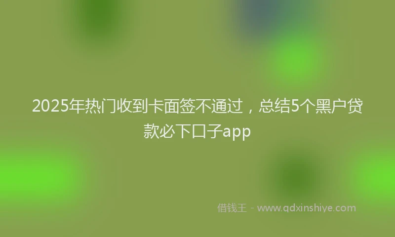2025年热门收到卡面签不通过，总结5个黑户贷款必下口子app