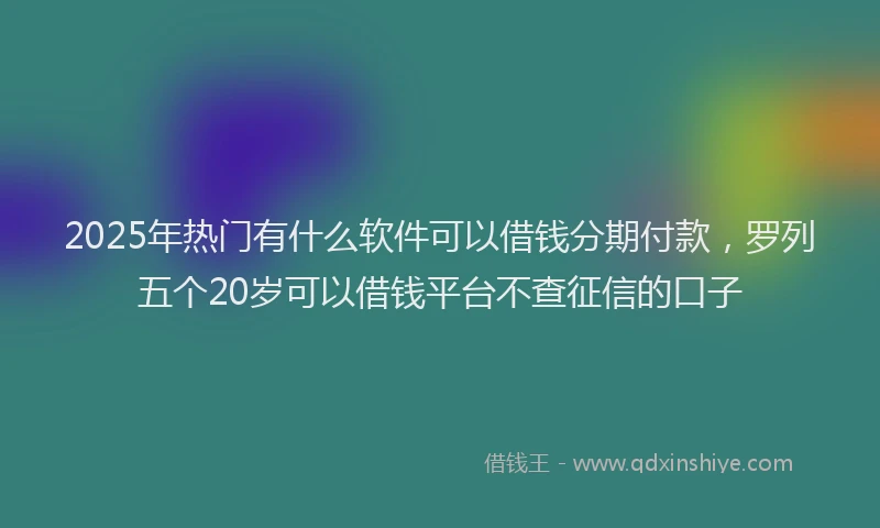 2025年热门有什么软件可以借钱分期付款，罗列五个20岁可以借钱平台不查征信的口子