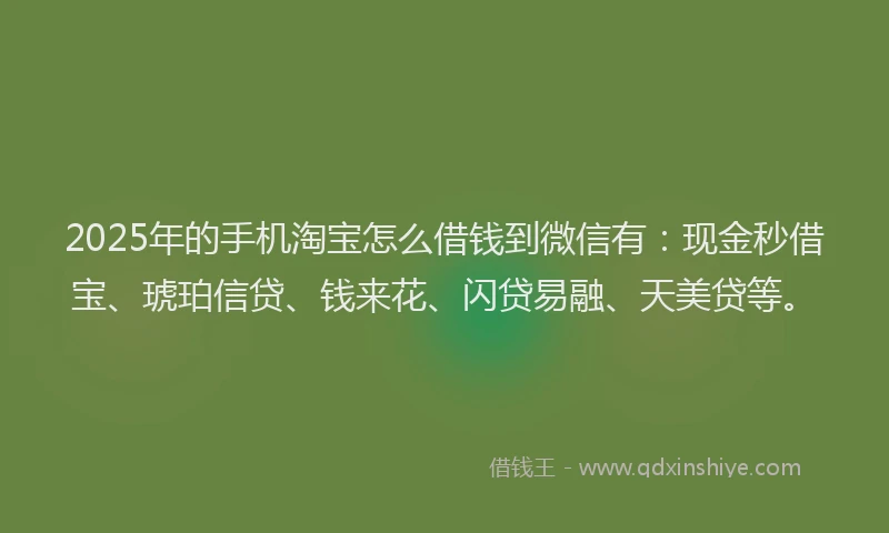 2025年的手机淘宝怎么借钱到微信有：现金秒借宝、琥珀信贷、钱来花、闪贷易融、天美贷等。