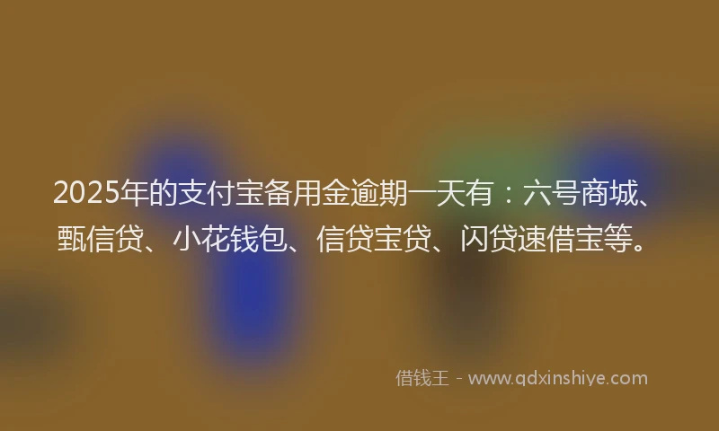 2025年的支付宝备用金逾期一天有：六号商城、甄信贷、小花钱包、信贷宝贷、闪贷速借宝等。