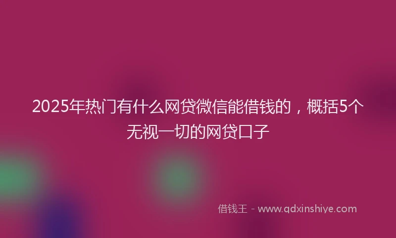 2025年热门有什么网贷微信能借钱的，概括5个无视一切的网贷口子