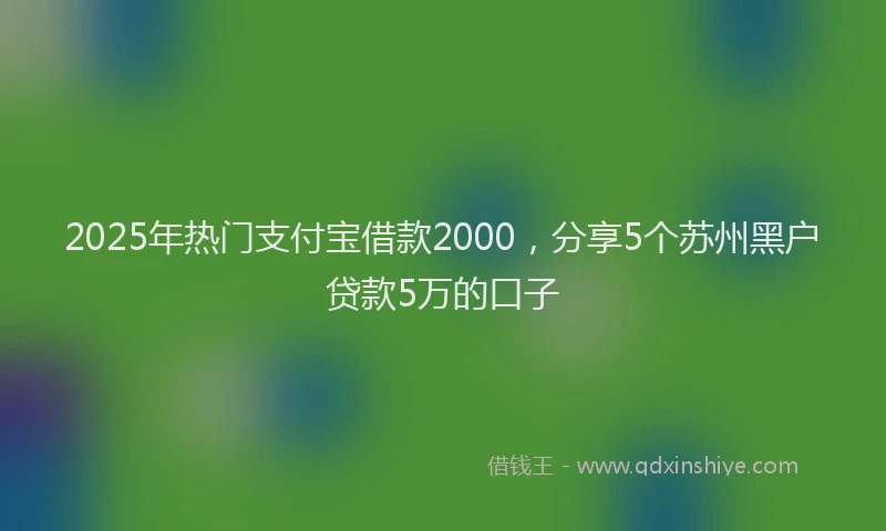 2025年热门支付宝借款2000，分享5个苏州黑户贷款5万的口子