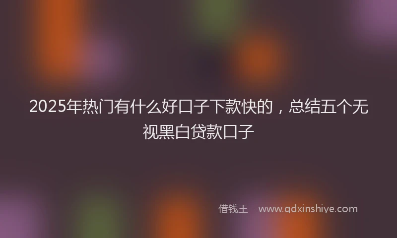 2025年热门有什么好口子下款快的，总结五个无视黑白贷款口子