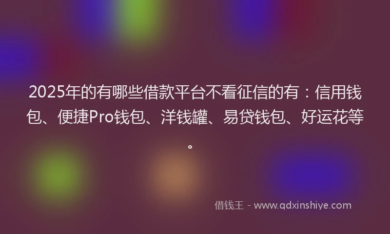 2025年的有哪些借款平台不看征信的有：信用钱包、便捷Pro钱包、洋钱罐、易贷钱包、好运花等。