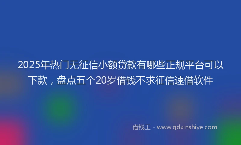 2025年热门无征信小额贷款有哪些正规平台可以下款，盘点五个20岁借钱不求征信速借软件