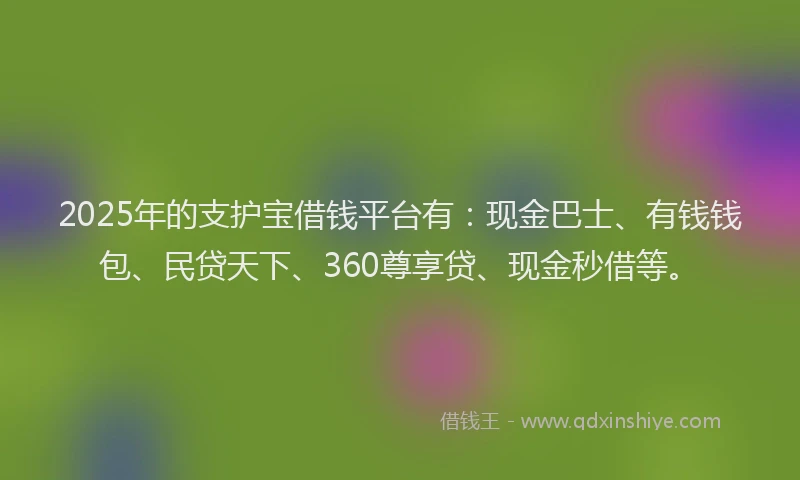 2025年的支护宝借钱平台有：现金巴士、有钱钱包、民贷天下、360尊享贷、现金秒借等。