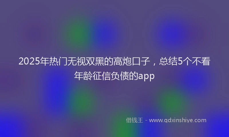 2025年热门无视双黑的高炮口子，总结5个不看年龄征信负债的app