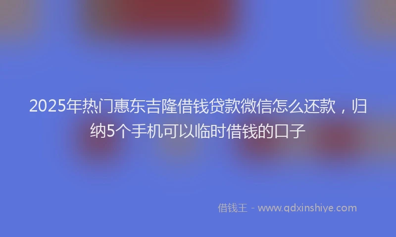 2025年热门惠东吉隆借钱贷款微信怎么还款，归纳5个手机可以临时借钱的口子