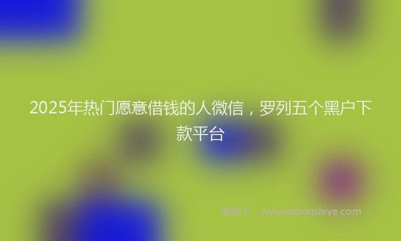 2025年热门愿意借钱的人微信，罗列五个黑户下款平台