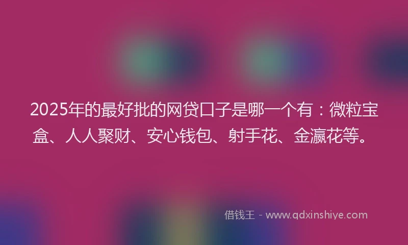 2025年的最好批的网贷口子是哪一个有：微粒宝盒、人人聚财、安心钱包、射手花、金瀛花等。
