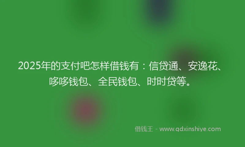 2025年的支付吧怎样借钱有:信贷通、安逸花、哆哆钱包、全民钱包、时时贷等。