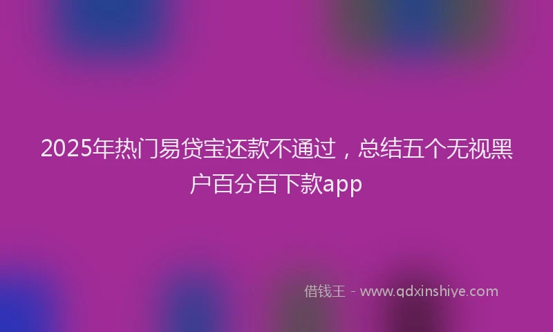 2025年热门易贷宝还款不通过，总结五个无视黑户百分百下款app