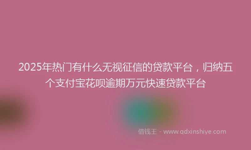 2025年热门有什么无视征信的贷款平台，归纳五个支付宝花呗逾期万元快速贷款平台
