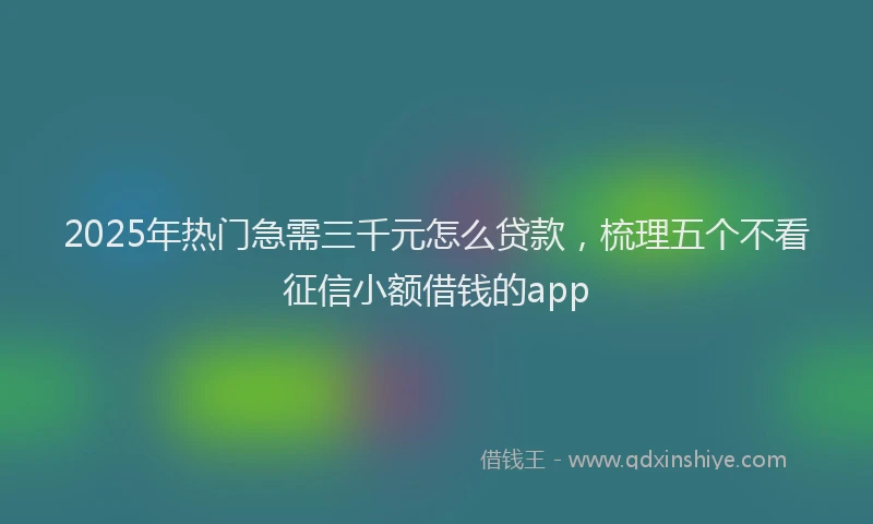 2025年热门急需三千元怎么贷款，梳理五个不看征信小额借钱的app