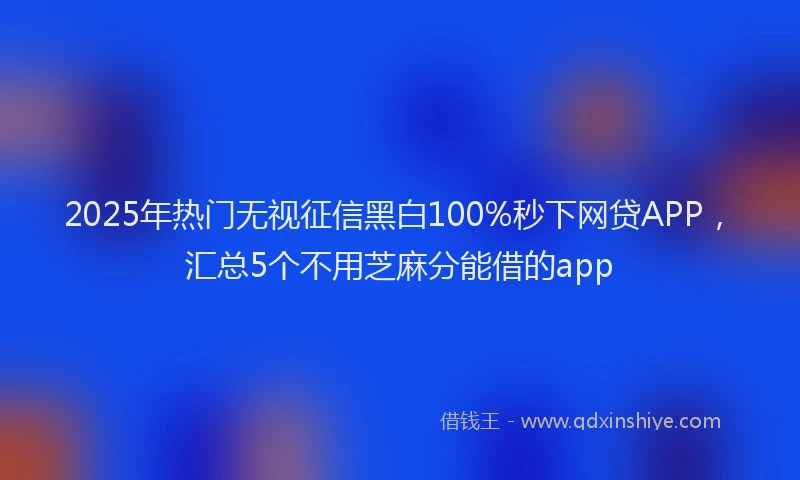 2025年热门无视征信黑白100%秒下网贷APP，汇总5个不用芝麻分能借的app