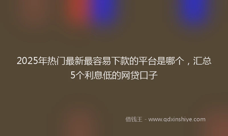 2025年热门最新最容易下款的平台是哪个，汇总5个利息低的网贷口子