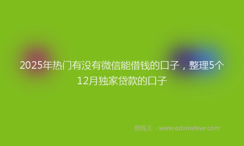 2025年热门有没有微信能借钱的口子，整理5个12月独家贷款的口子