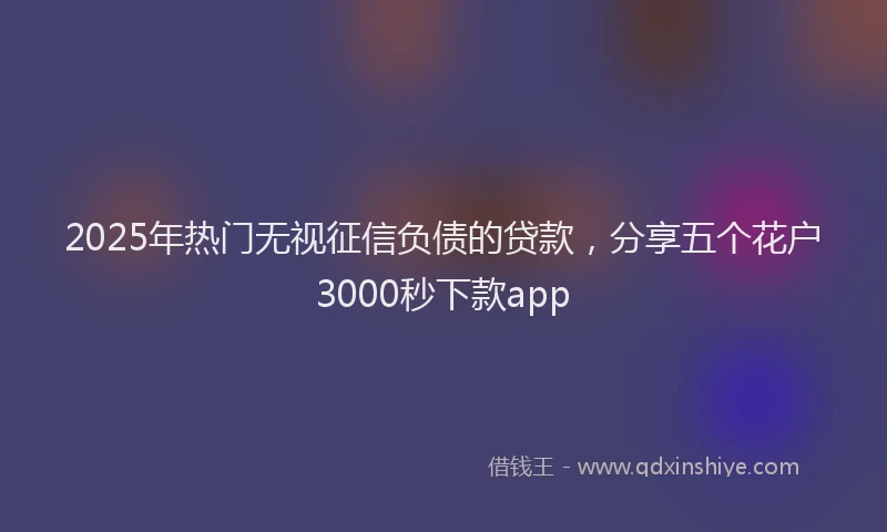 2025年热门无视征信负债的贷款，分享五个花户3000秒下款app