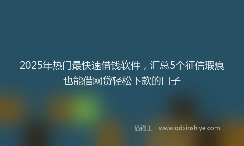 2025年热门最快速借钱软件，汇总5个征信瑕疵也能借网贷轻松下款的口子