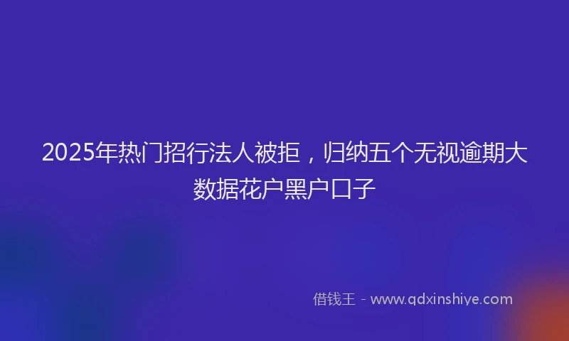 2025年热门招行法人被拒，归纳五个无视逾期大数据花户黑户口子